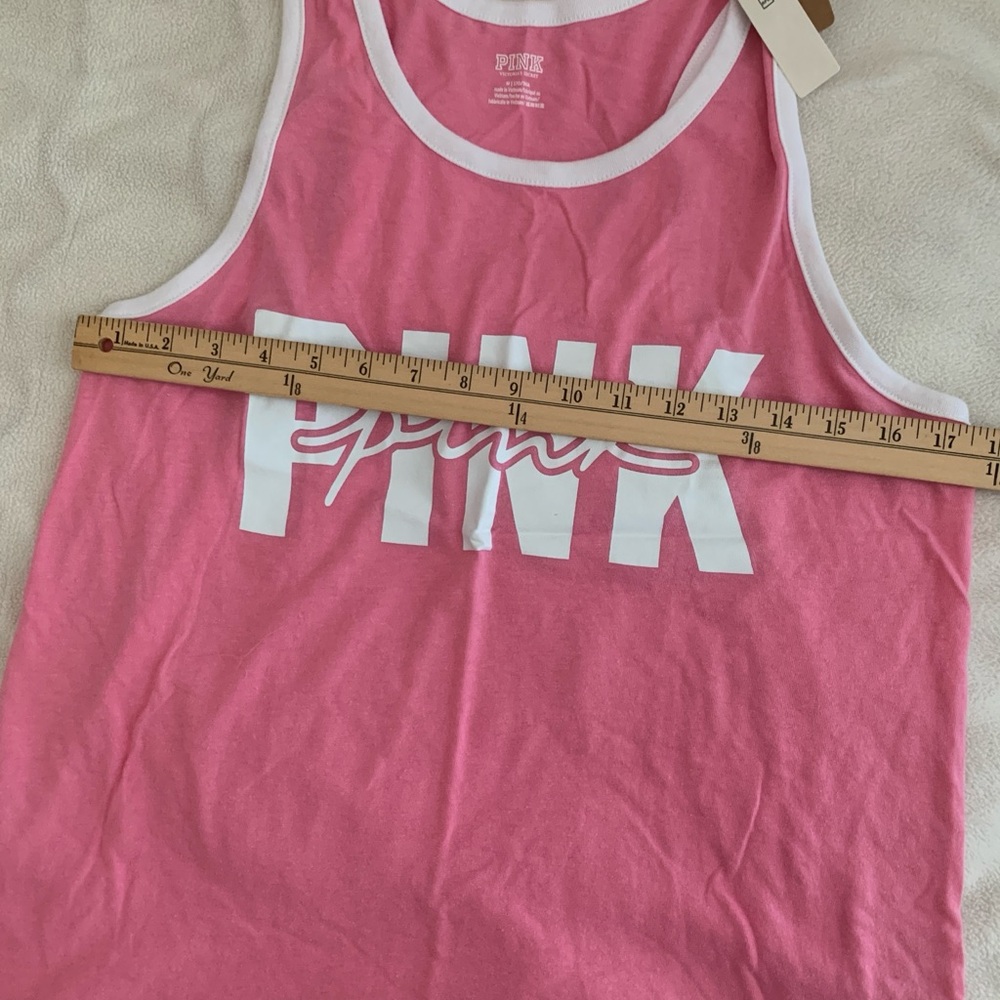 NWT Victoria’s Secret PINK Racerback Tank Top Pink Logo Cotton Blend - Picture 4 of 9